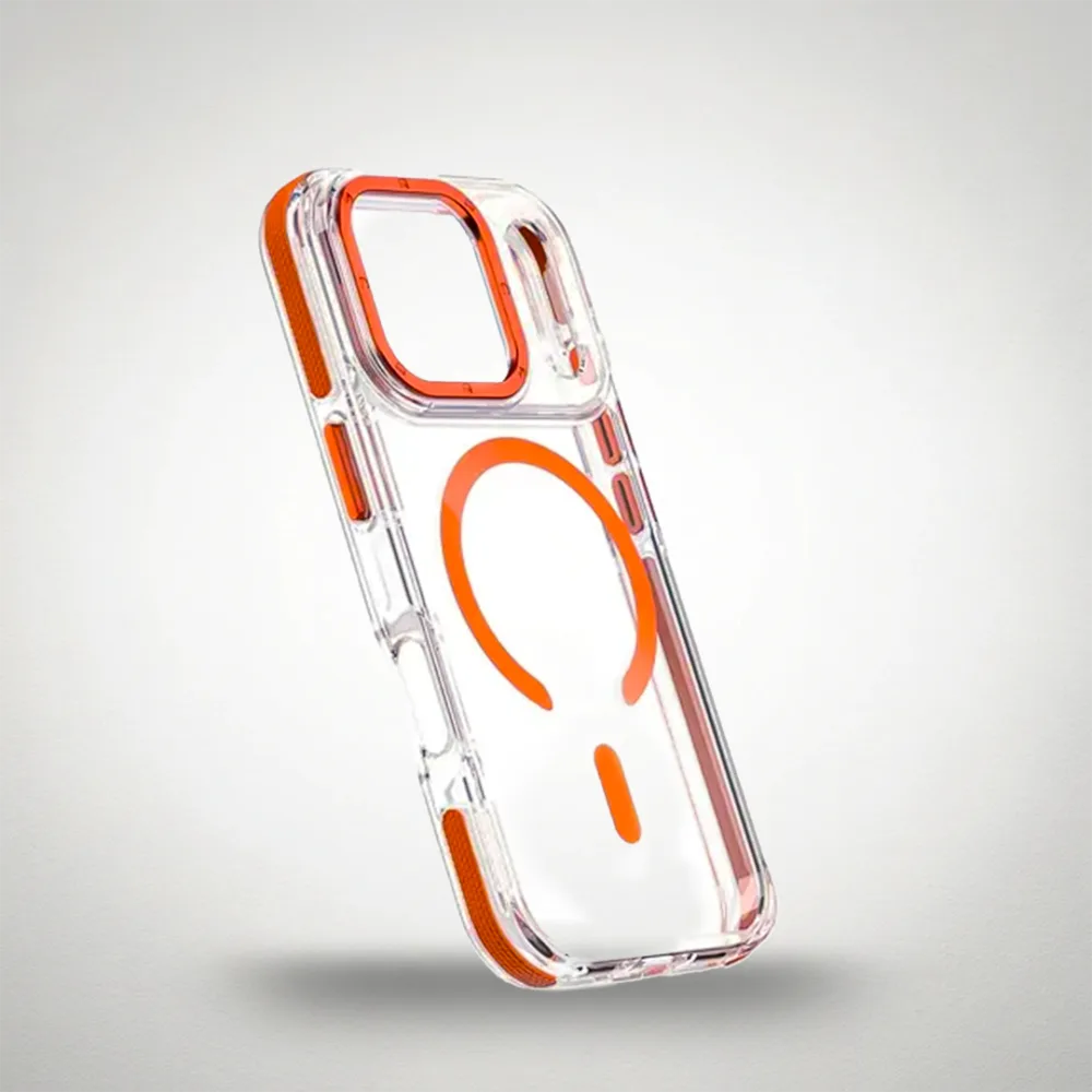 IP98 IFANS CASE DISEÑO ESQUINERO TRANSPARENTE CON BORDE COLOR ENTERO CON MAGSAFE